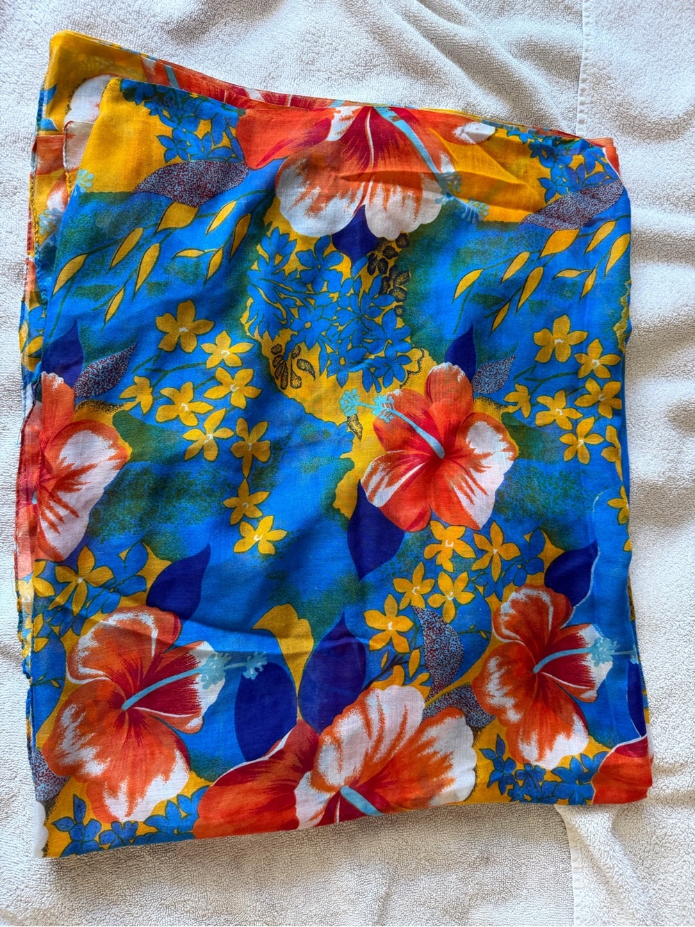 Vibrant Blue Tropical Floral Sarong wrap